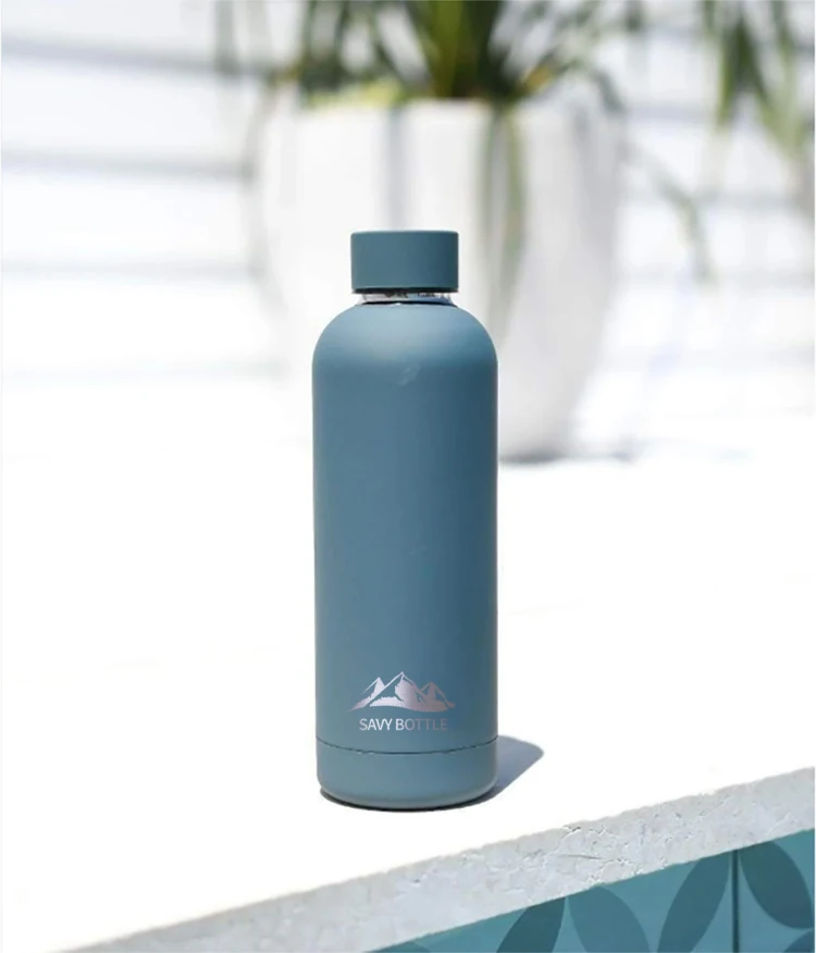 Cool Water bottles insulated rubber coated bottle 18/8 stainless steel vacuum flask narrow/small mouth water bottle