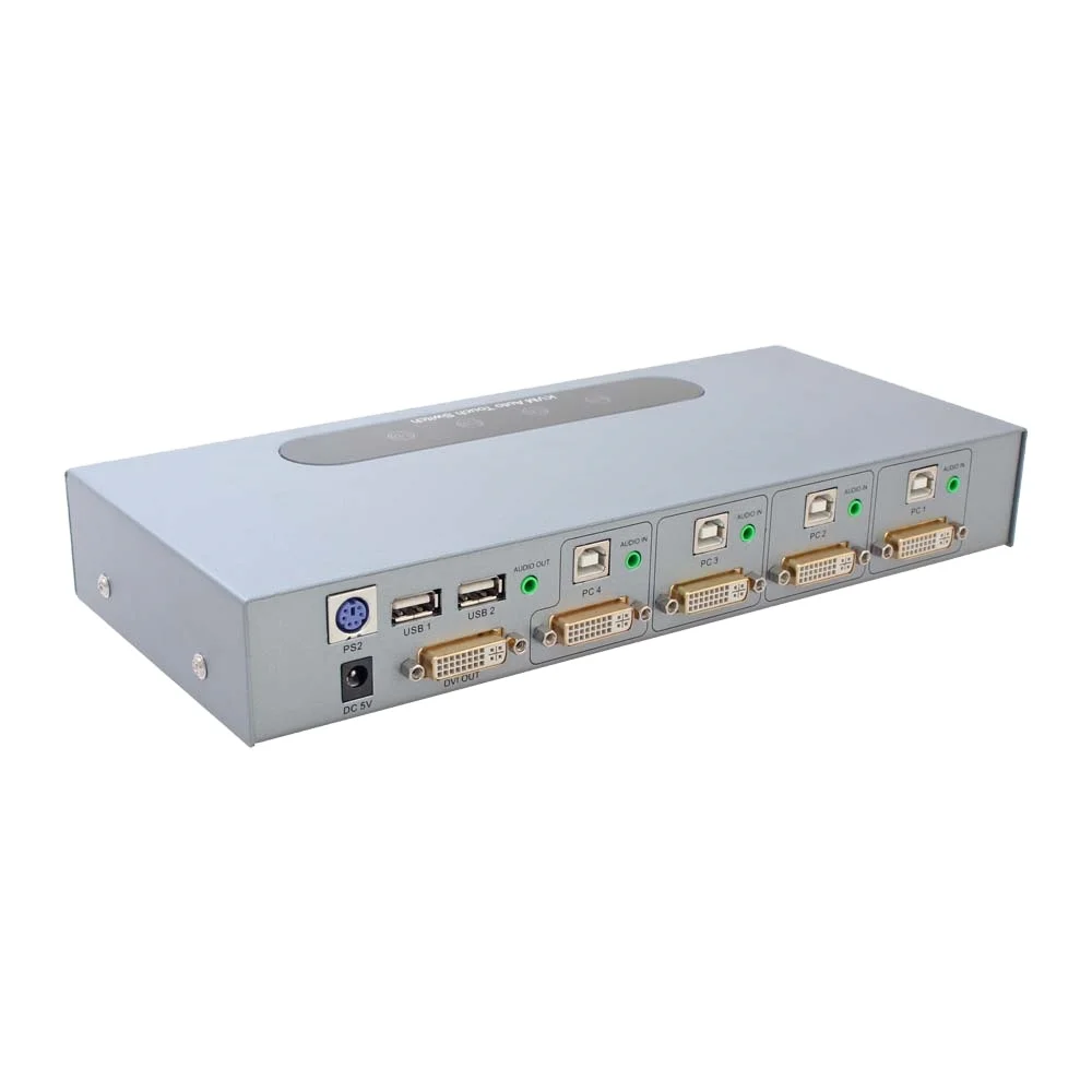 Dtech High Definition USB 4 port Switcher support keyboard mouse 4 input 1 output DVI KVM switcher