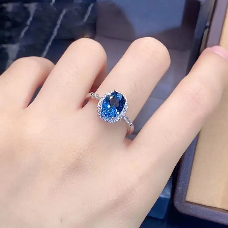 
Hot Sales Natural Blue Sapphire Gemstone Fashionable party Jewelry Vintage 925 Silver Ring For Women 