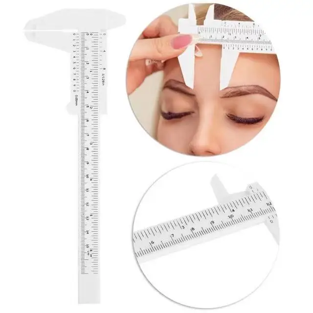 Eyebrow Mapping Ruler Semi Eyebrow Eyeliner Makeup Pen Permanent Microblading Measuring Ruler Tattoo Kit Plastic Calipers