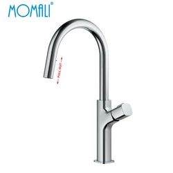 Momali wholesale price chrome matte black gun metal rose gold hidden brass retractable pullout pull-out kitchen sink faucet