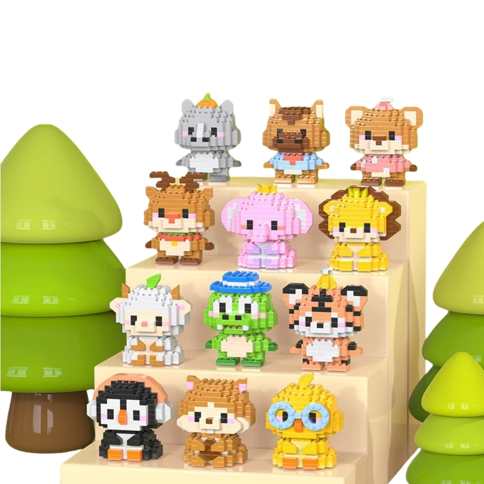 W1502 animals tiger lion horse bear Decoration diamond particles Building Block Plastic Toy gift for kids girls boys