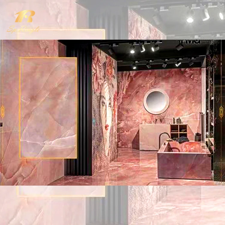 Роскошные розовые мраморные плиты из натурального камня для душевой стены и пола украшения Springletile