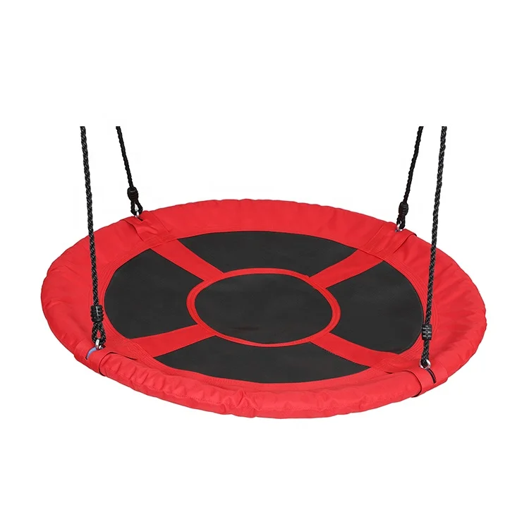 CE ASTM Approved Round Black Mat Canvas Nest Sensory Swing Set with Tree Hanging Straps for Kids