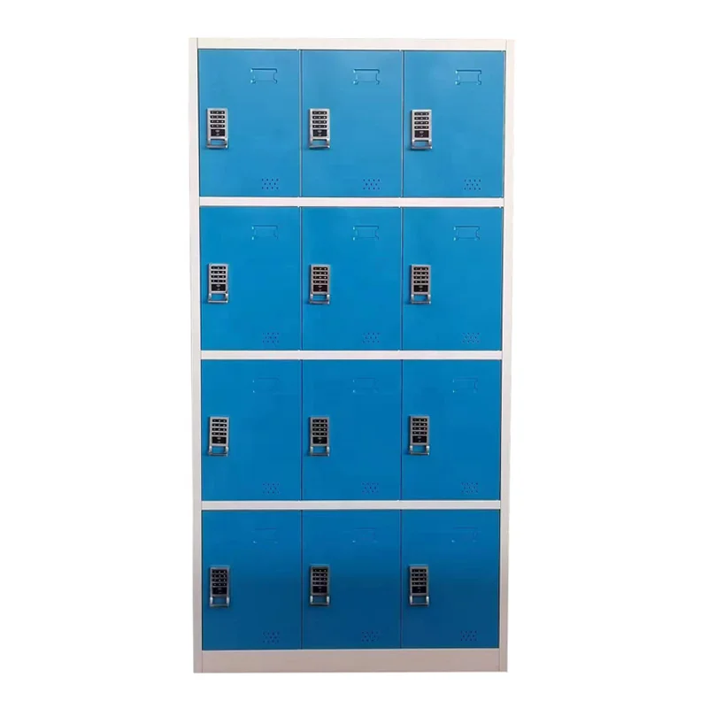 Custom Steel Furniture 12 Doors Meatal Storage Cabinet Colorful Digital Lock KD Structure Steel Locker for Gym