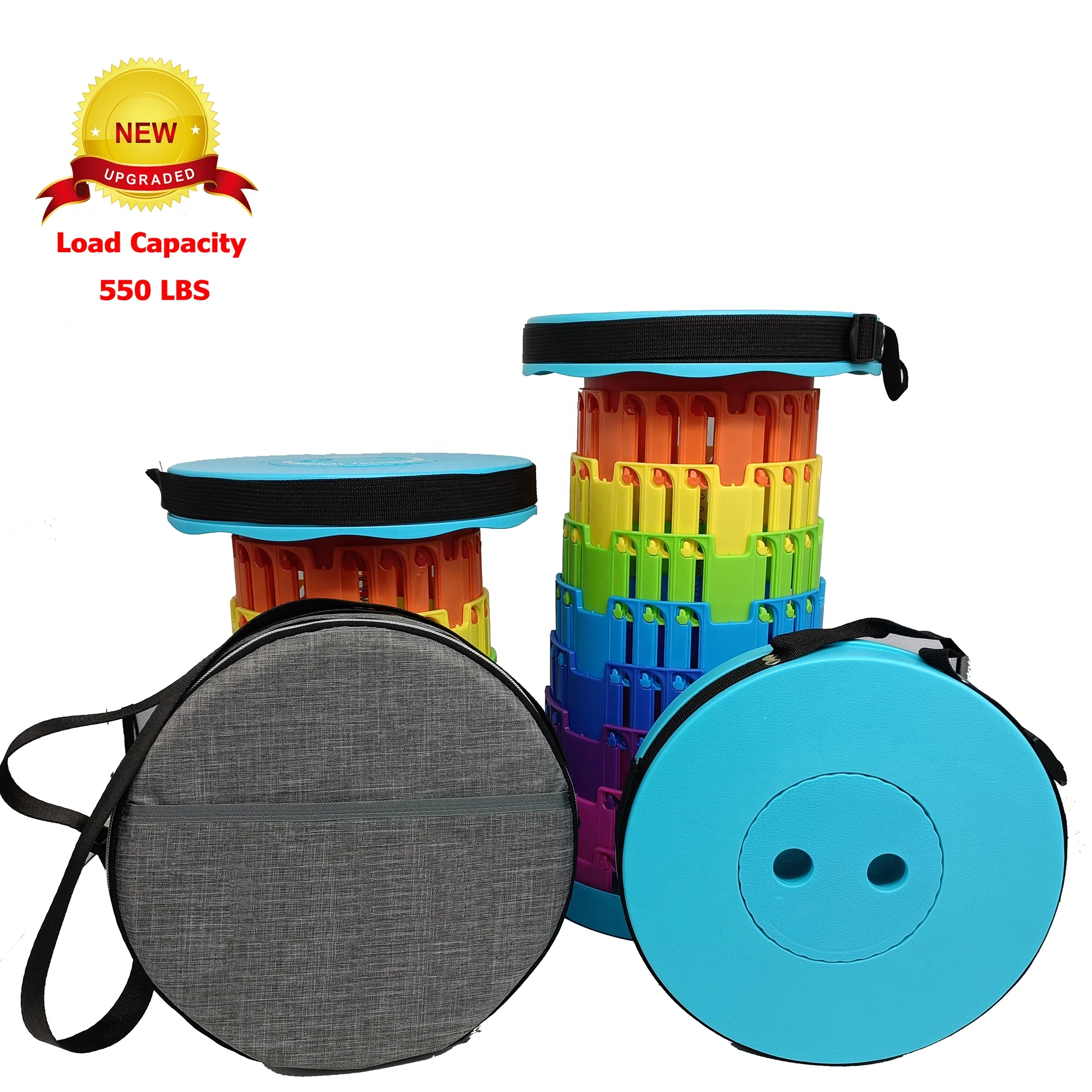 NO MOQ Load 500 lbs Outdoor  Portable Plastic Microscopic Retractable Collapsible Telescopic Folding Ottoman Stool With Cushions