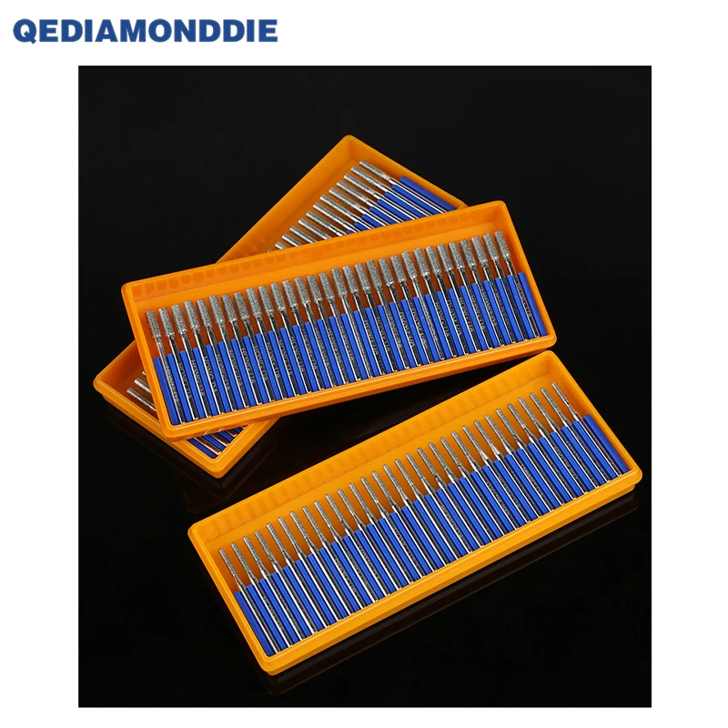 30 pcs / set Diamond Coated Grinding Head Rotary Tool 3mm Shank Diamond Gring Bits Burr Mounted Points for Engraving Carving