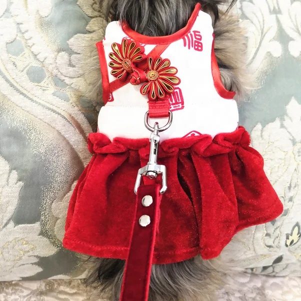 Luxury Customized 100% Cotton Sustainable Sweet Pet Dress Pet Clothes for Small Animals