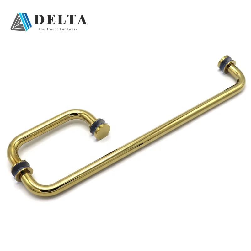 Top quality stainless steel shower handle door gold Surface For glass doors