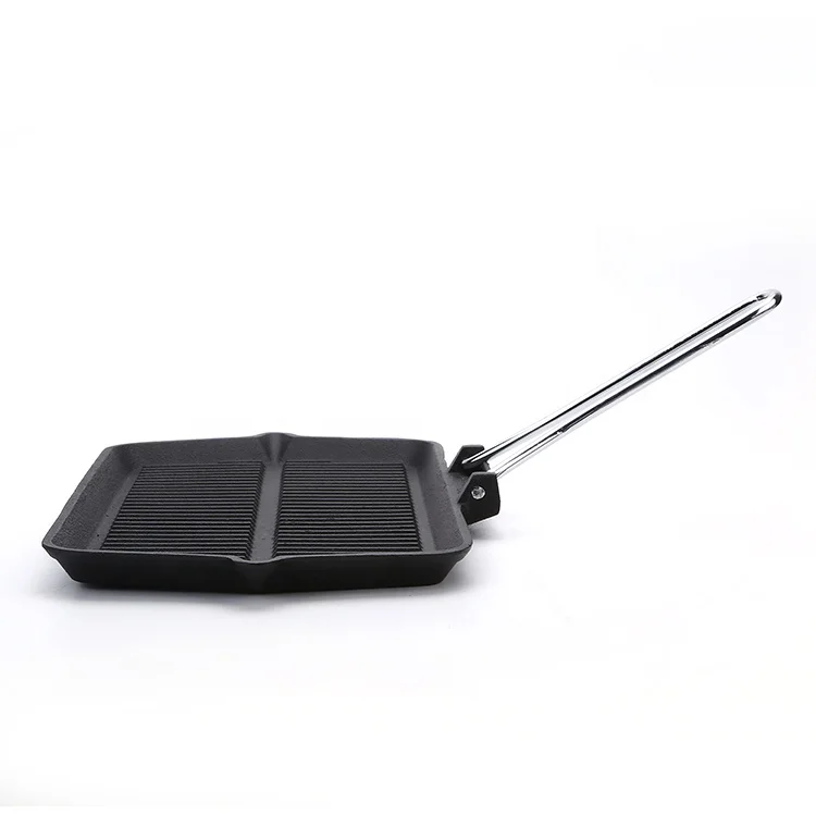 Foldable Large Frying Pan Non-Stick Portable Griddle Grill Pan with Folding Handle for Steak Meat Fish
