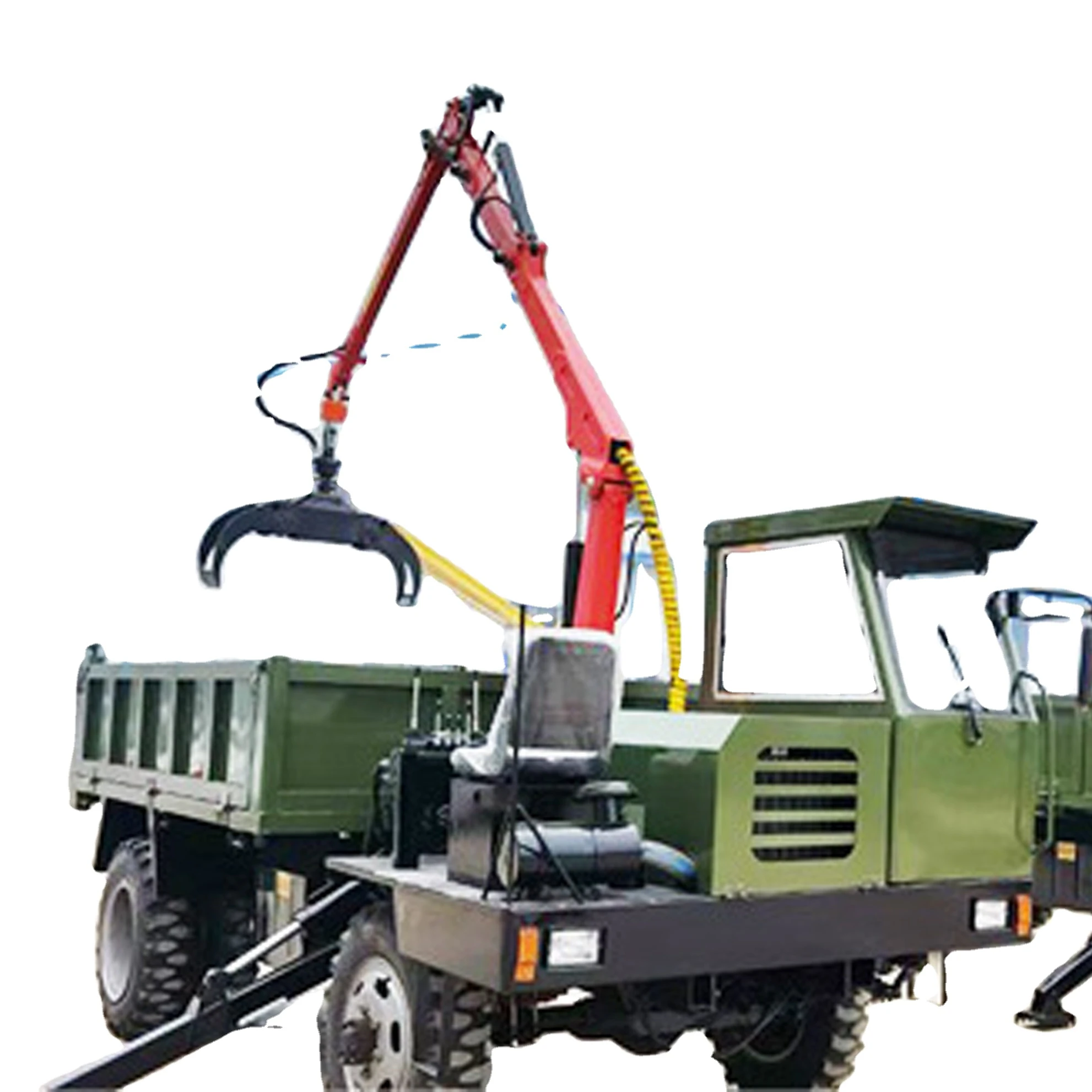 Huike ATV log crane with hydraulic timber log grapple trailer mounted crane