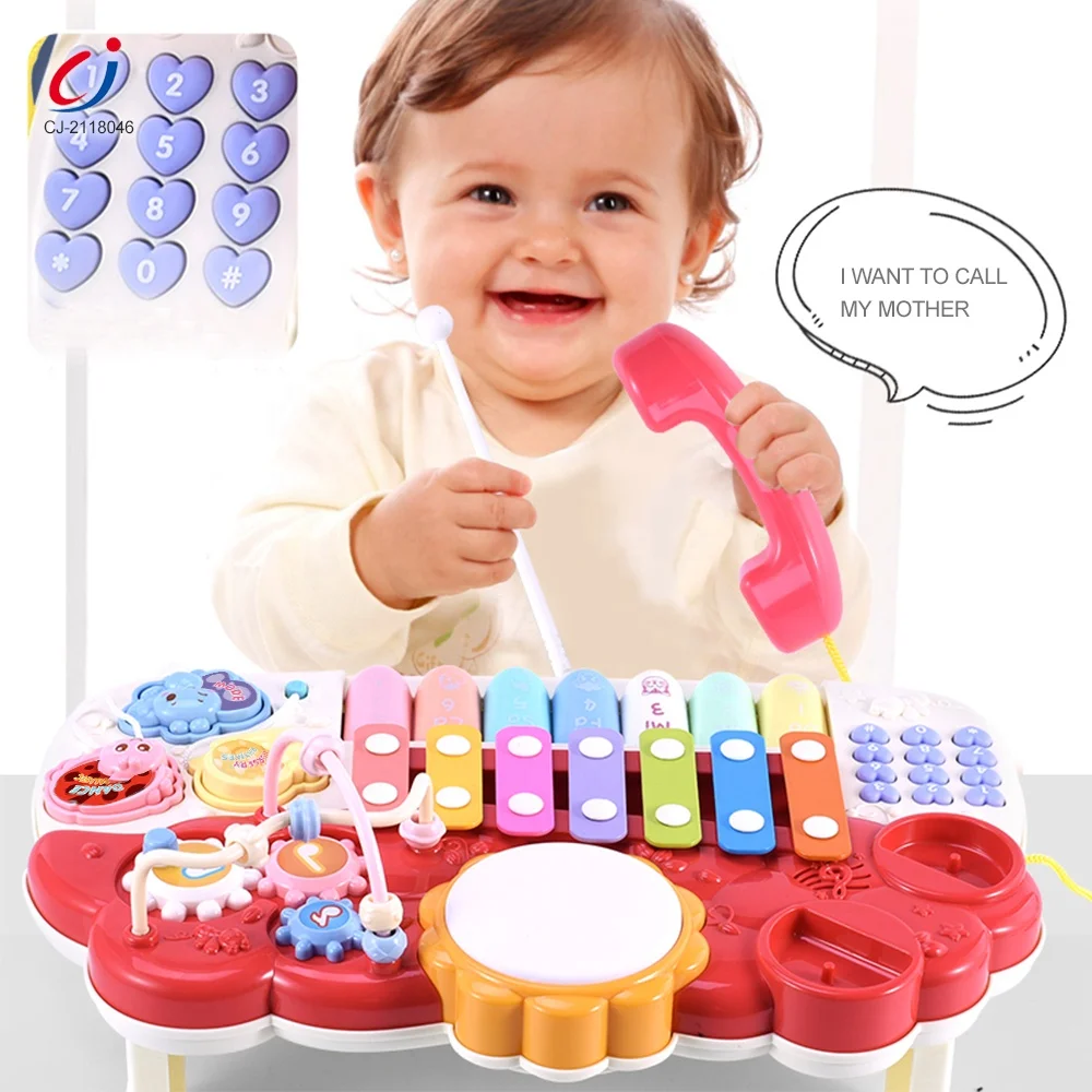 Multifunctional Xylophone Baby Knocking Keyboard Piano Drum Toys, Cartoon Phone Musical Instrument Piano Toy For Kids