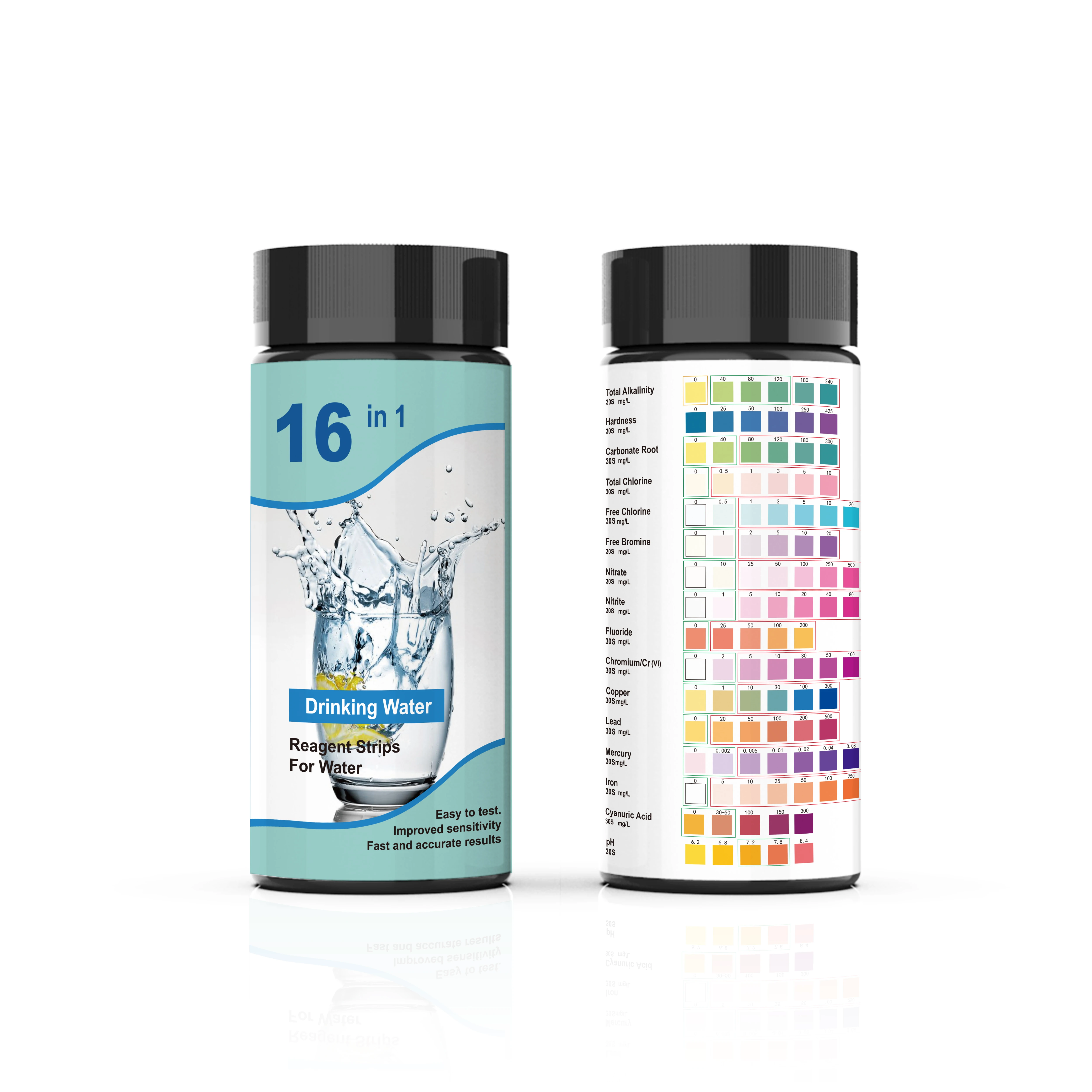 100 тест-полосок 16 в 1, тест-полоски для питьевой воды, реагенты, полоски для воды, pH, хлора, Щелочность, инструменты для твердости, скидка 30%, CH Factory