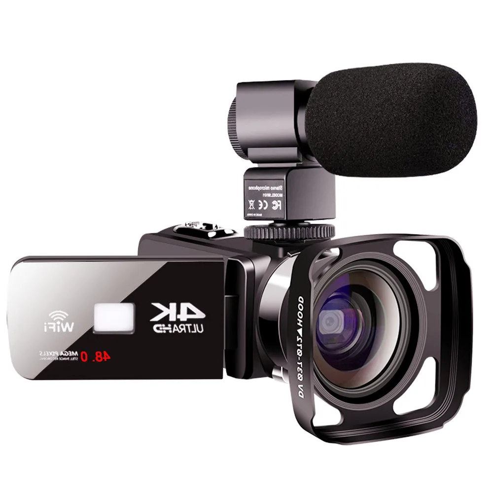 48MP WiFi Digital Camera HDV4K with External Wide Angle Lens MIC Record Your Smart Life