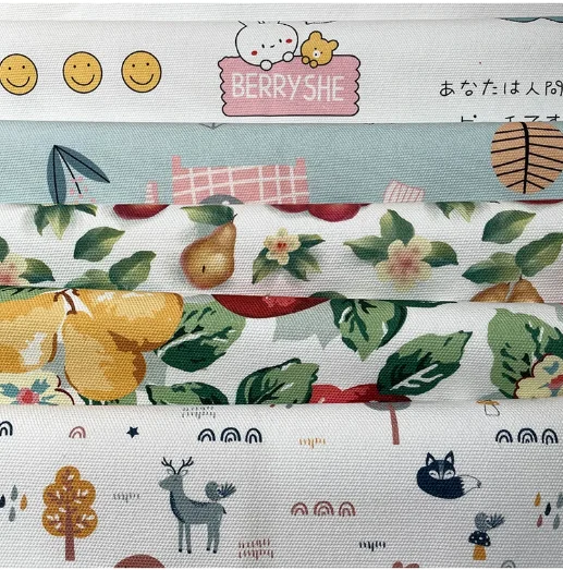 6oz 8oz 10oz 100 poly 100 cotton TC Canvas Digital Printed Canvas Fabric for table cloth shoes bag