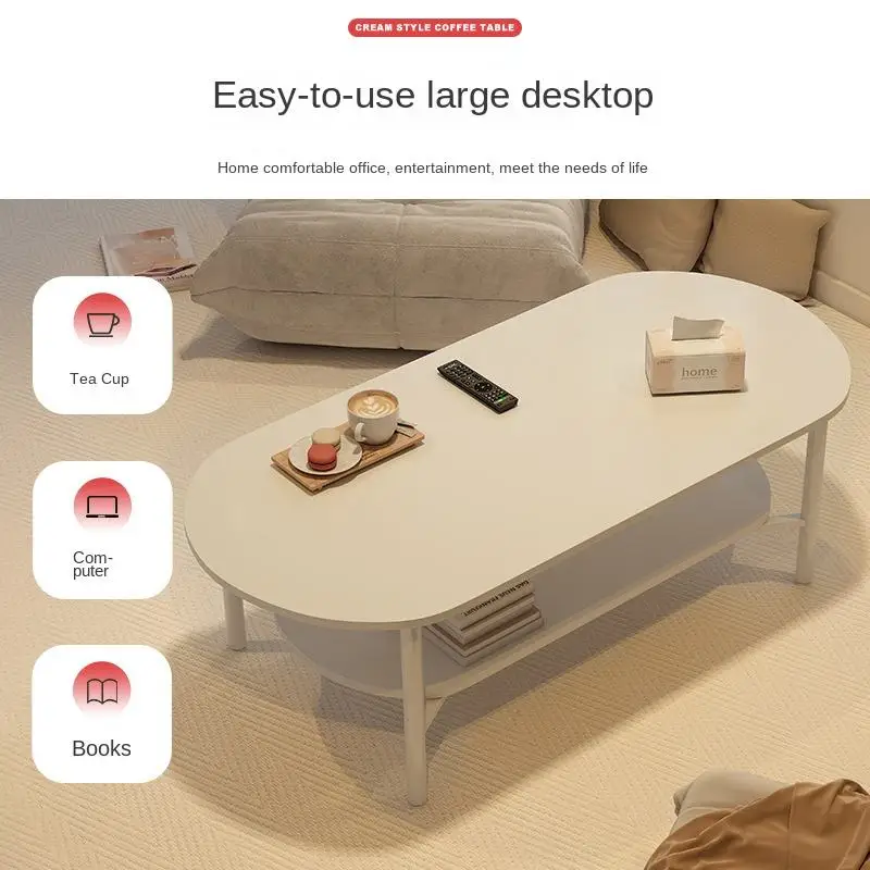 Coffee Table Small Apartment Living Room Home Sofa Tea Table Simple Modern Oval Table Minimalist Cream Style