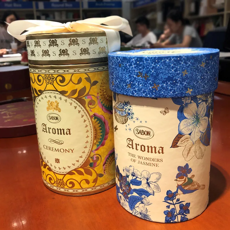 Custom Biodegradable Cylinder Food Paper Cardboard Tube Packaging Premium Paper Round Box With Ribbon