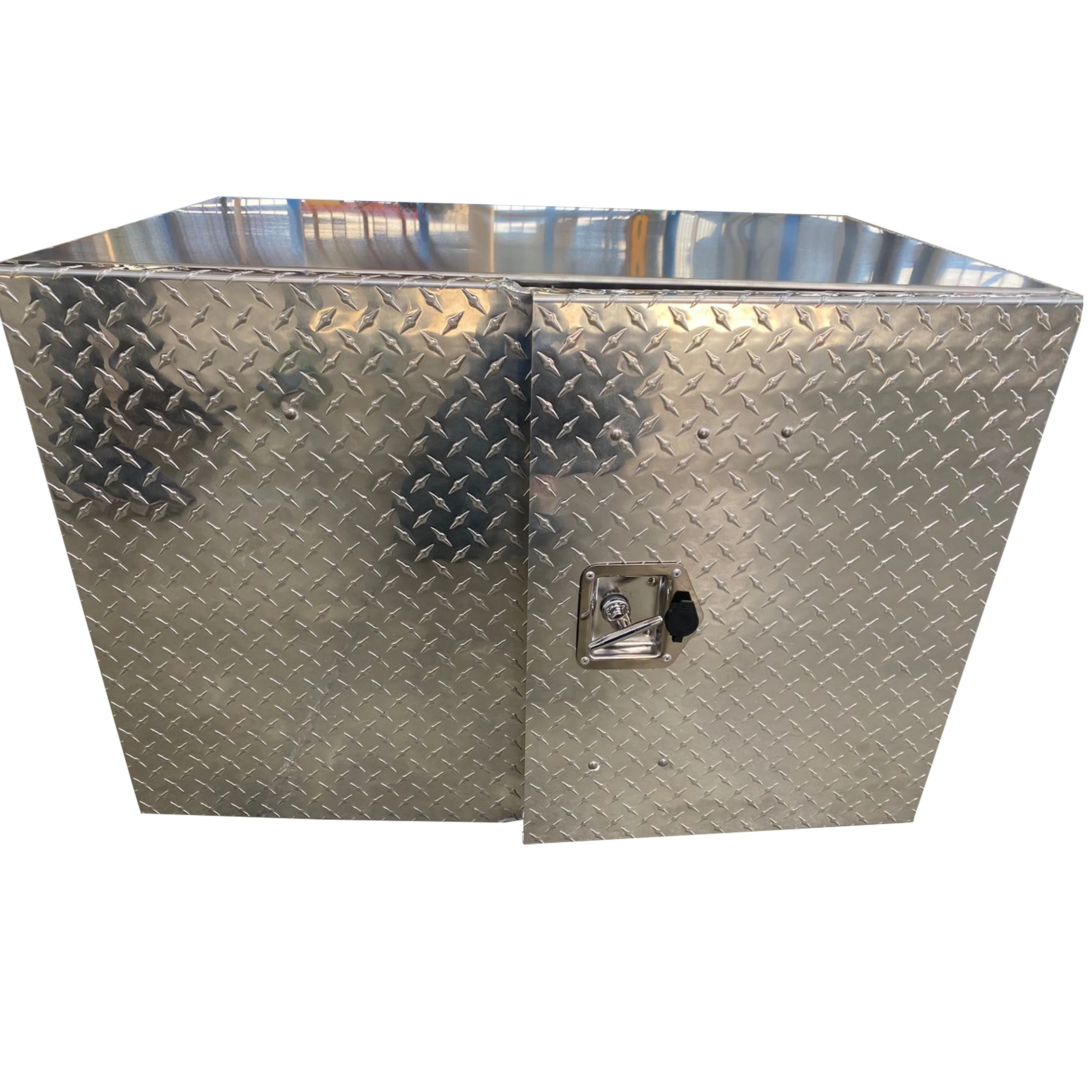 Custom Aluminum Bar Tread Tool Truck Storage Organizer Box for Trailer Toolbox with two doors