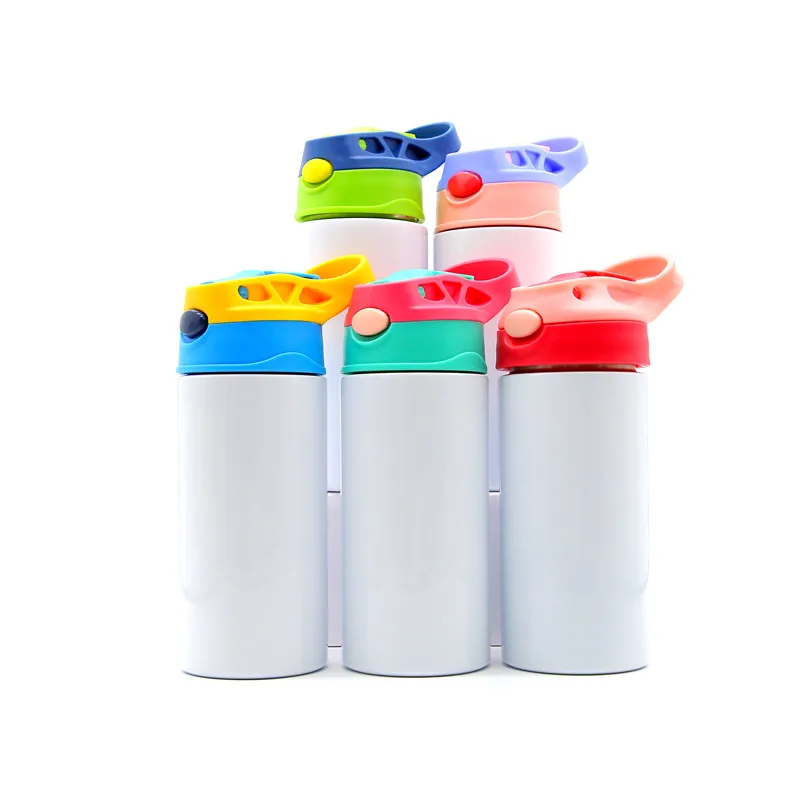 12oz Double Wall Vacuum Stainless Steel Flask Sublimation UV Changing Water Bottle Blanks Straight Kids Flip Top Travel Thermal