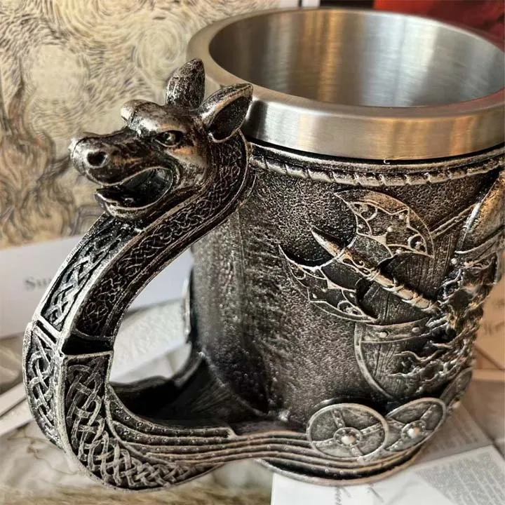 Customized Viking Drinking Cup Metal Insulated Resin Beer Mug Templar Mug for Promotional Lovers Gifts
