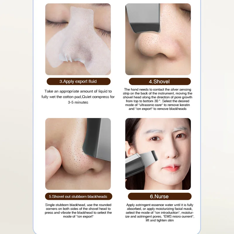 Professional Portable Electric Sonic Face Cleaning Spatula Ultrasonic Skin Scrubber Beauty New Model Dead Skin Peeling Machine