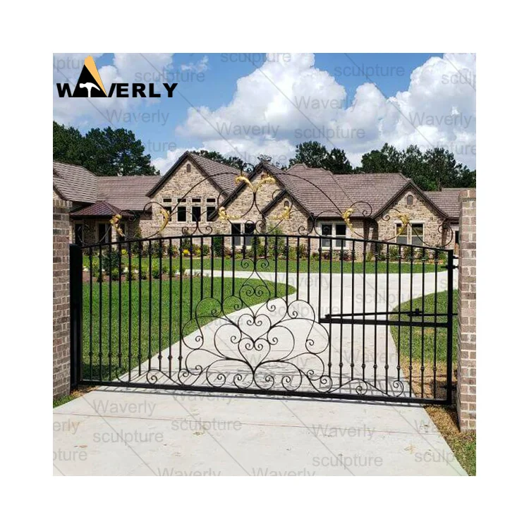 Italian Style Luxury Wrought Iron Grill Main Gate Design Driveway Gates Wrought Iron Cast Fancy Iron Gate Design