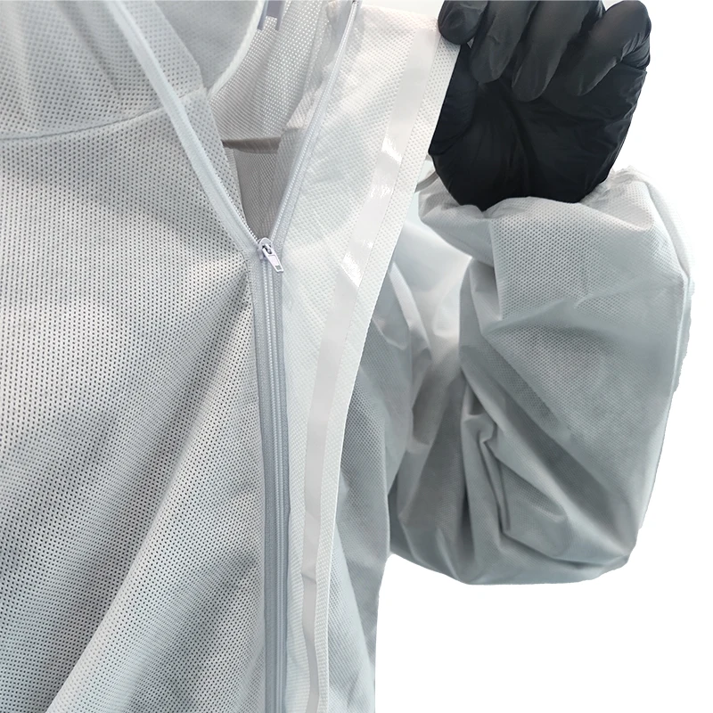 TYPE 5B 6B Hazmat Nonwoven Work Wear Uniform Microporous Chemical Protective Clothing White Breathable PPE Coverall For Spray