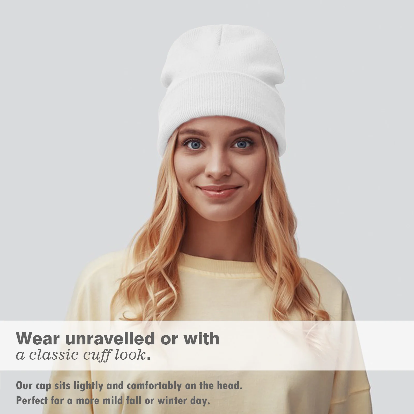 Custom 1pcs Skin Friendly 100% Cotton Rib Knit Cuffed Roll up Edge Beanie Hats for Men and Women