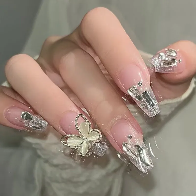 Customized Nails Short Square Press On Nails Designed Fake Gel Nude Nail Tips For Salon Beauty