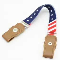 Kids Fashion High Elastic Canvas Belt With PU Button Without Buckle Adjustable Free Elastic Stretch Belts For Children 815148