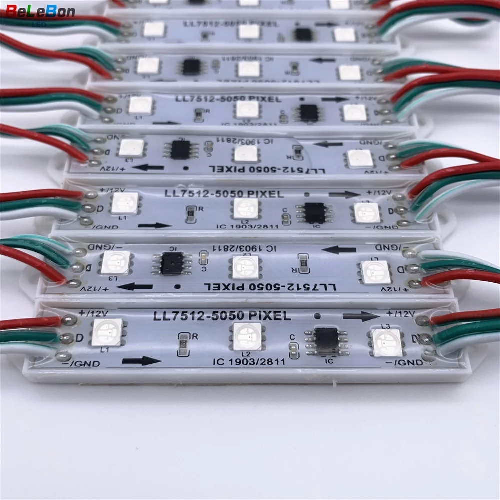 DC12V 0.72W ws2811 ws1903 IC  waterproof led chasing color light module with controller for outside bright sign channel letter
