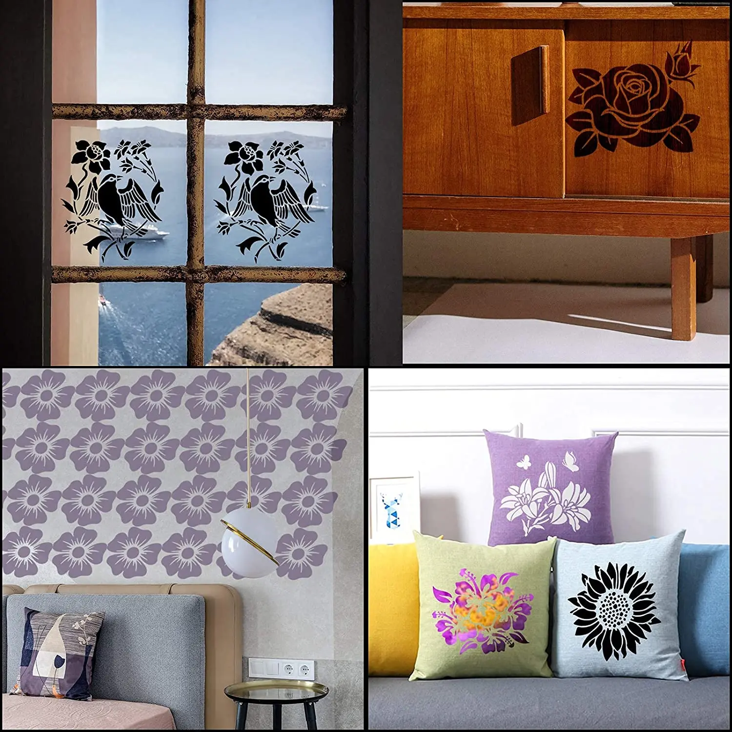 Stencils for Painting on Wood Canvas Drawing Reusable Stencils for Crafts Template Paint Stencils Set for Home Decor