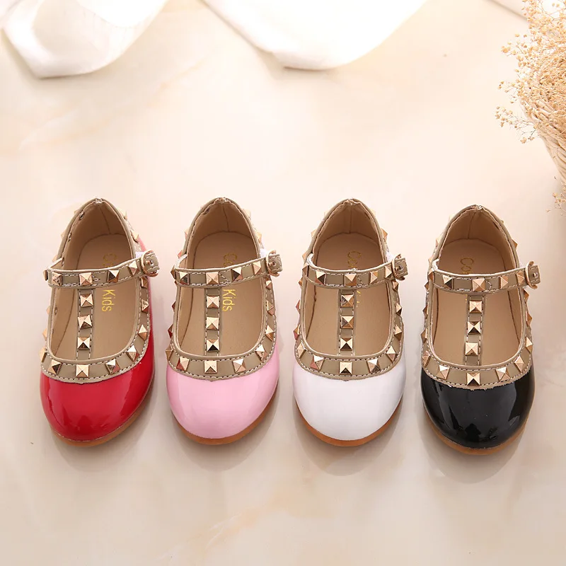 2023 New Children Elegant Princess PU Leather Sandals Kids Girls Wedding Dress Party Beaded Shoes for Girls