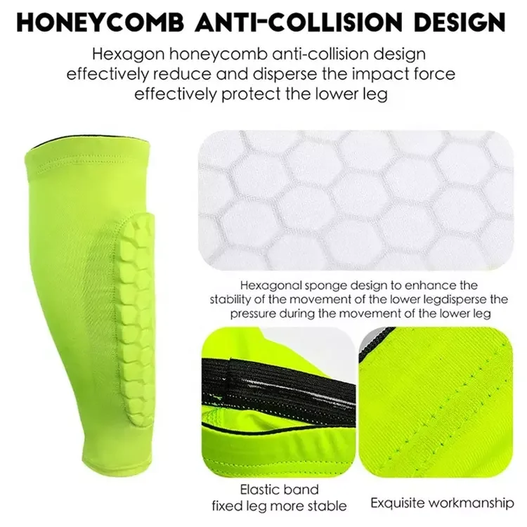 Custom High Quality Honeycomb Football Leg Strap Brace Support Pads Calf Compression Sleeve Soccer Shin Guard