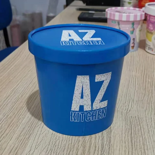 Ice cream pint containers disposable food paper bowl ice cream cup paper stackable lid ice cream iml cup