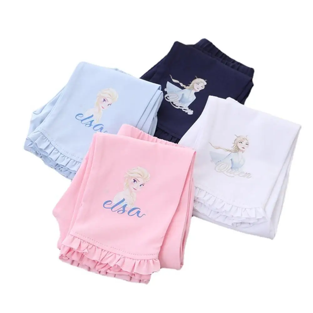2024 Newest Kids Girls Tights Leggings White Pink Light Blue Dark Blue Ruffle Comfortable Stretch