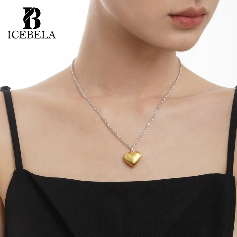 Fine Jewelry Girls Love Gift 2023 Fashion Manufacture S925 Sterling Silver Frosted 18k Gold Heart Pendant Necklaces For Women