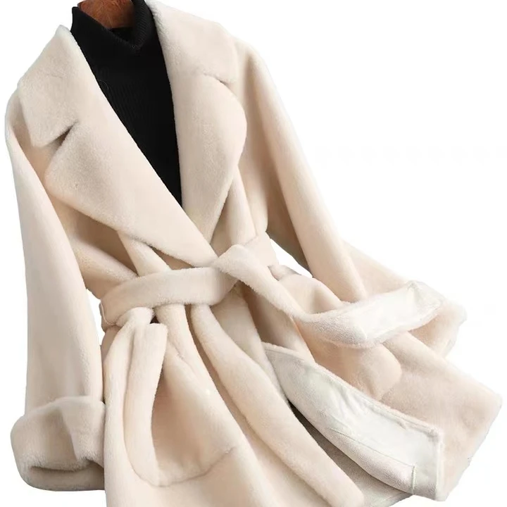 Europe and America good quality wholesale customized ladies classic winter wool fur coat jacket women