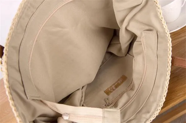 Custom Logo Wholesale Bulk Straw Bag Beach Straw Tote Bag With PU Handle