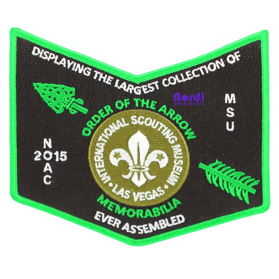 Bulk Custom Made Heat Press Woven Patches Iron On Embroidery Badge With Merrow Border For Clothing Applique