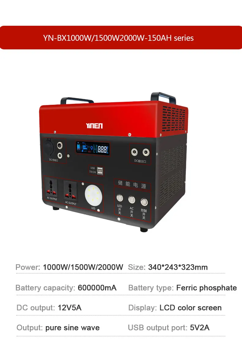 In-Stock Portable Power Station Battery 500w 1000w 1500W 2000w 110V 220V Solar Generator for Emergency Backup