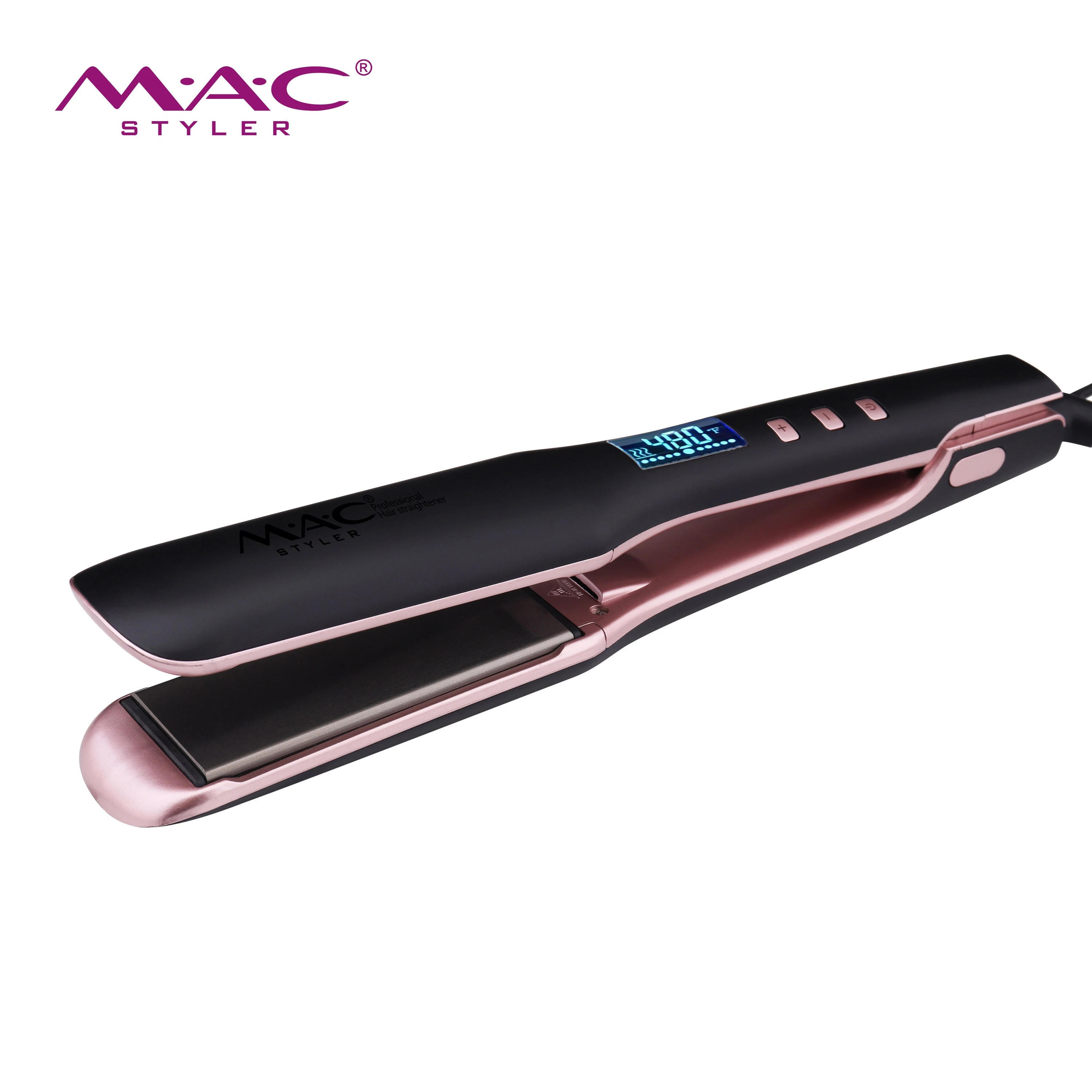 MAC Styler Black Color Hair Straightener Wide Plate Titanium Flat Iron 480F Professional Hair Straighteners Set