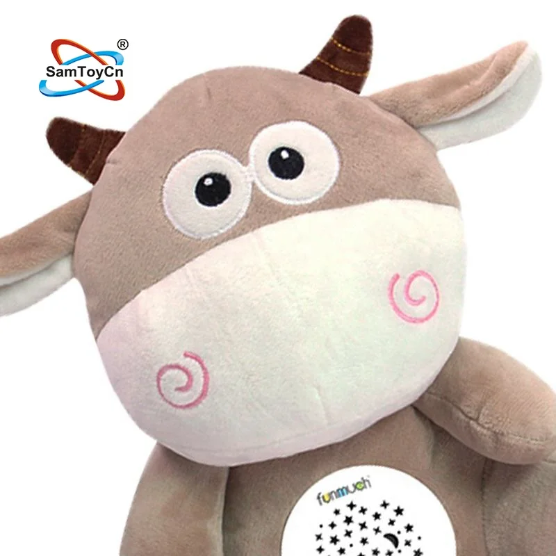 Custom Baby Sleep Soother Night Light Soft Plush Stuffed Animals Toys Stuffed Projector Toy Doll with Music