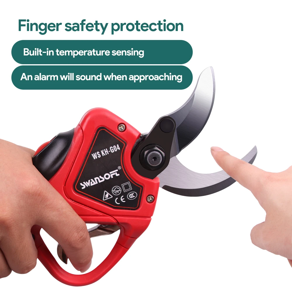 SWANSOFT 40mm LCD battery powered cord electric pruning operated tree prunner cutting scissors pruner shears progressive cutting