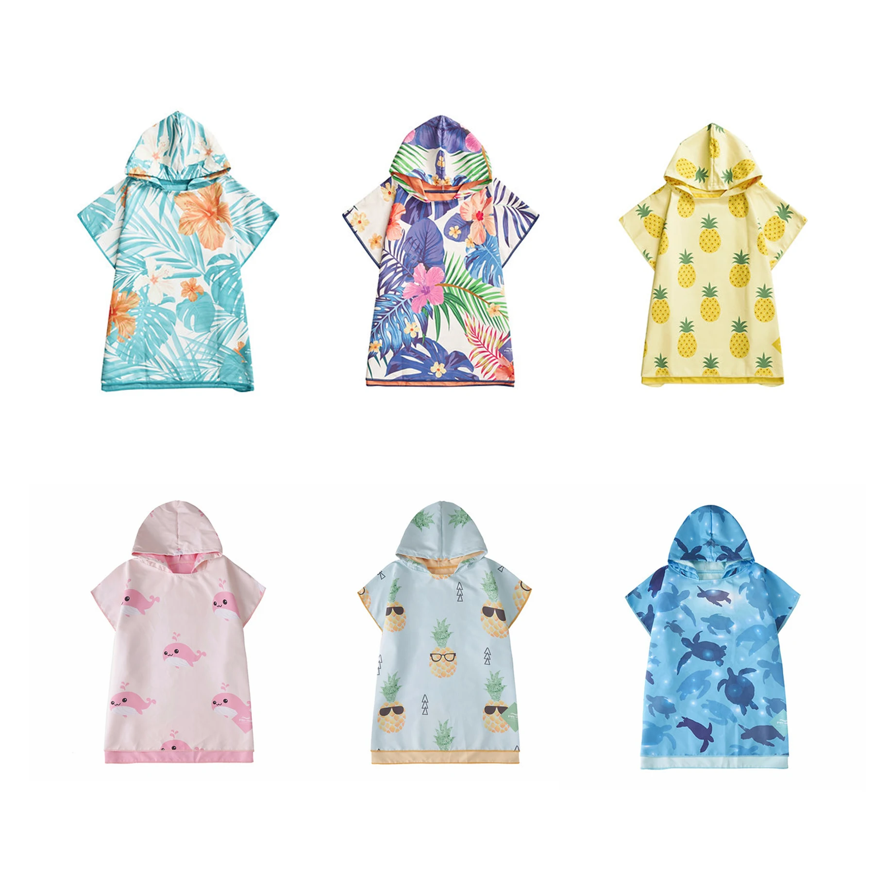 wholesale custom microfiber kids hooded poncho beach towel baby kids towel with hood