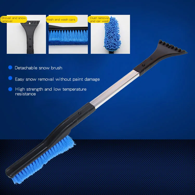 3in1 car ice scraper with brush Aluminum alloy car snow shovel with chenille