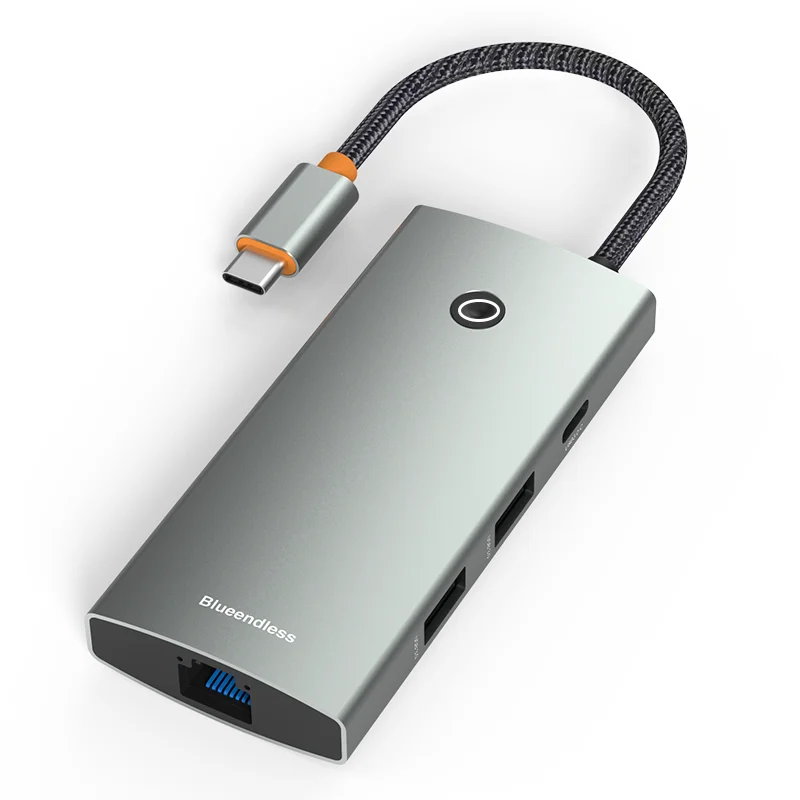 4k 60hz aluminum usb c hub gigabyte 1000mbps network adapter micro type c hub with card reader 6 in 1 hub usb c