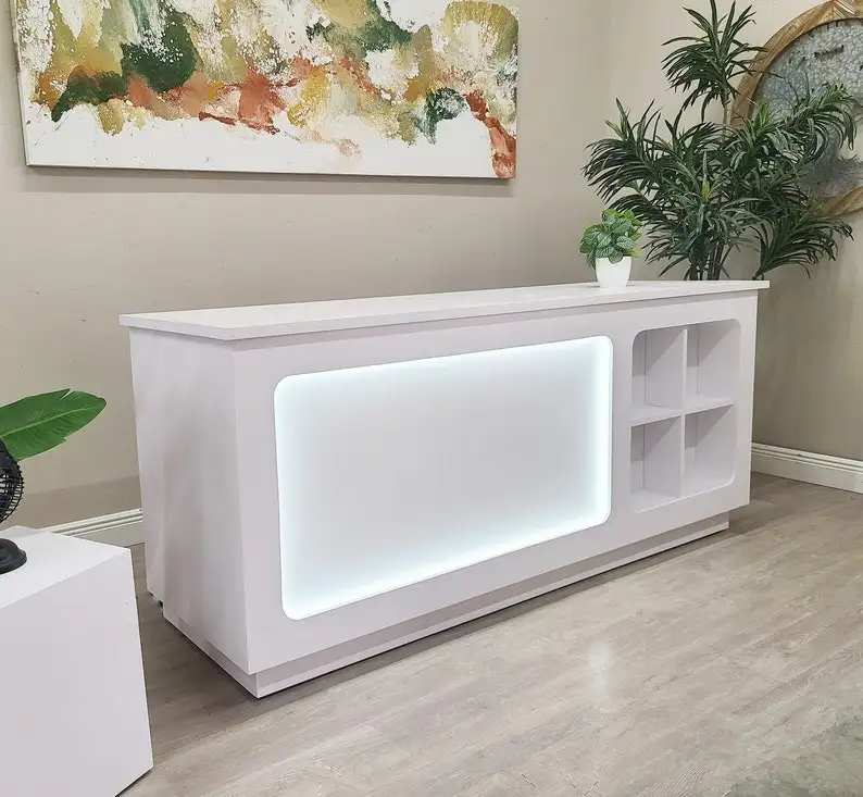 Modern reception desk company office consulting for beauty salon cashier bar with LED