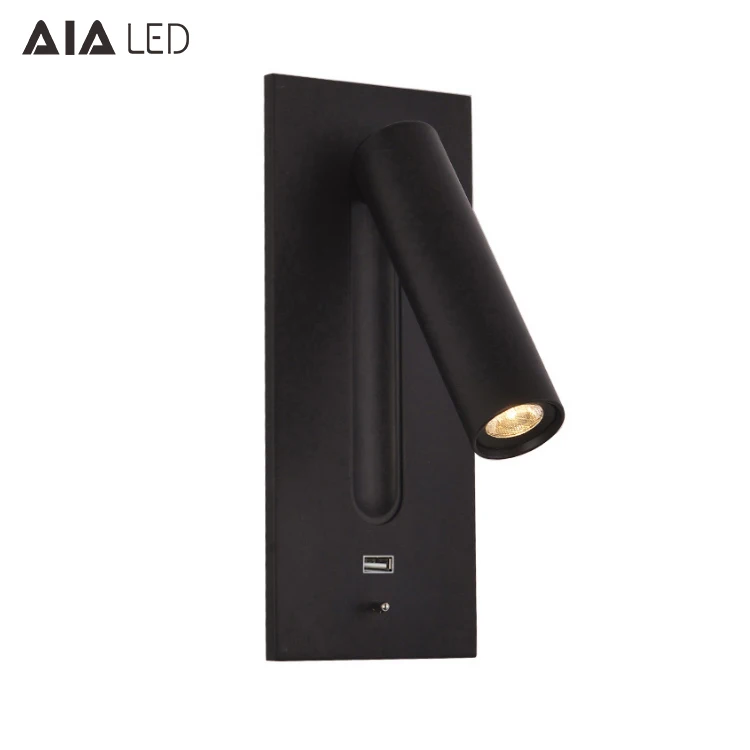 Recessed mounted  3W led foldable USB wall reading lamp bedside wall lamps bedroom accordion bed wall light for hotel villa