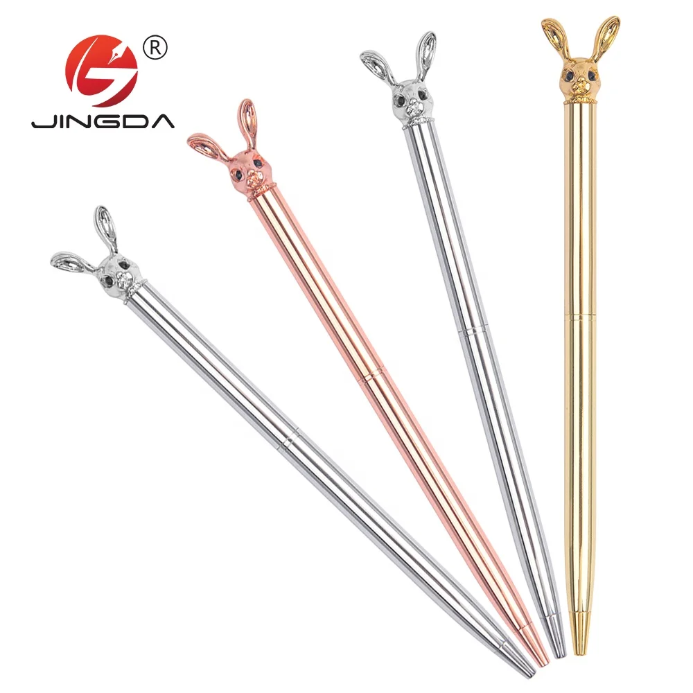 New style metal ball pen custom logo hotel ball pen ballpoint pen with rabbit on the top